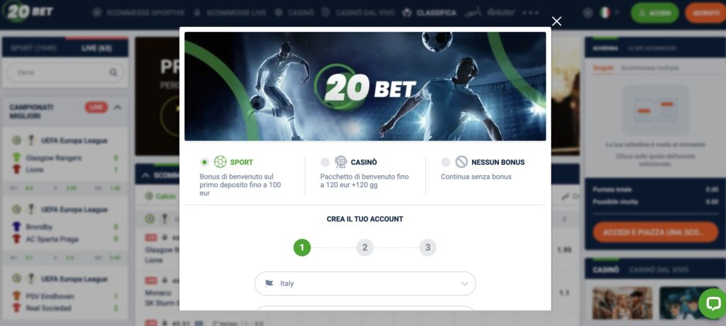 20bet sign up