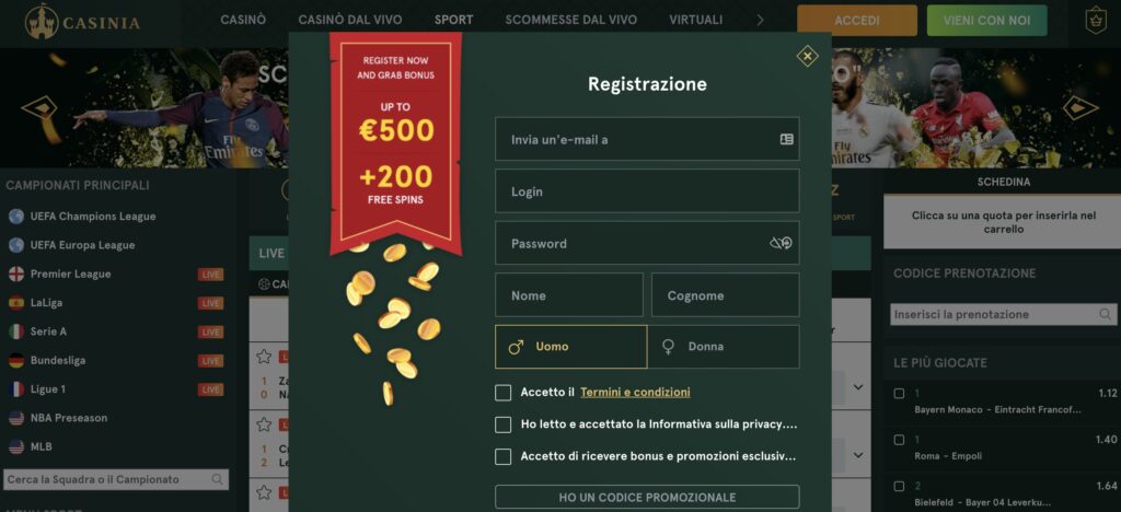 casinia sign up